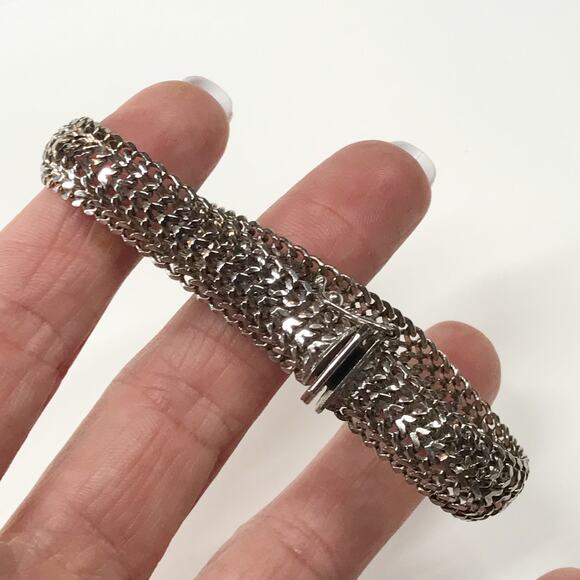 VTG Itaor Signed Italy Sterling Silver 925 Mesh Braided Bracelet 7in 10mm 17g - Picture 8 of 11